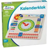 Woet New Classic Toys Houten Kalenderklok - Leer Klokkijken - Leerklok - Weet jij welke dag het is? Hoe laat is het? Schijnt de zon? - Dagen, Maanden, Seizoenen & Weer - Educatief Speelgoed - Vanaf 3 Jaar