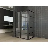 Mueller Skyline douchecabine 100x100 met nisdeur mat zwart 5-vlaks anti-kalk