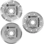 Vonroc Diamantschijven set – Ø125MM – universeel – 3 stuks – Segment, Turbo & Volrand