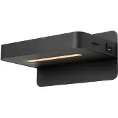 Lucide ATKIN - Bedlamp / Wandlamp - LED - 1x6W 3000K - Met USB oplaadpunt - Zwart