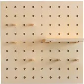 Furniteam Pegboard Augustin Vierkant | hout naturel 30x10x30x10 cm wandplanken en -haken | NADUVI