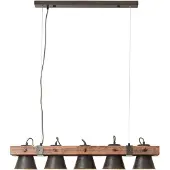 Brilliant 82175/46 Plow Pendel Zwart Staal/Hout - 5 x E27
