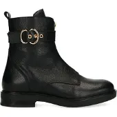 Manfield Zwarte leren biker boots met gesp | Maat 37