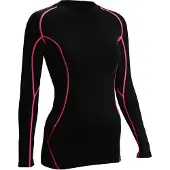 Avento Compressieshirt - Lange Mouw - Dames - Zwart/Roze - Maat 38