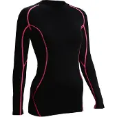 Avento Compressieshirt Lange Mouw - Vrouwen - Zwart/Fuchsia - Maat 36