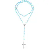 LGT JWLS Turquoise rozenkrans ronde kralen met kruis