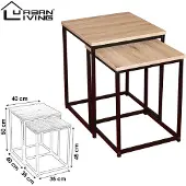 Urban Living - Houten Bijzettafels Set van 2