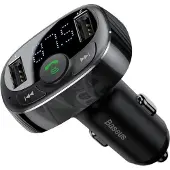 Baseus FM Zender T getypt Bluetooth 2xUSB microSD (Zwart), Auto-adapter, Zwart