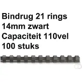 GBC Combbind bindruggen zwart - a4 - 14 mm - 100 stuks