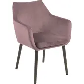 Hioshop Nord eetkamerstoel velours met armleuningen dusty rose.