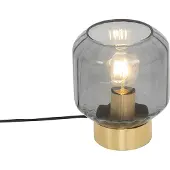 QAZQA Moderne tafellamp messing met smoke glas - Stiklo