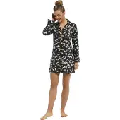 Pastunette Dames doorknoop nachthemd Pastunette 10212-132-6 - Grijs - 46