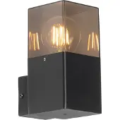 QAZQA Moderne buiten wandlamp zwart IP44 met smoke glas effect - Denmark