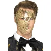 Smiffys Goudkleurig half masker voor volwassenen