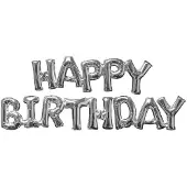 Amscan folieballonnen Happy Birthday zilver 3-delig