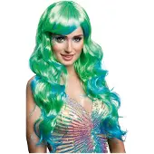 Boland Traciks Pruik Aqua woman (Blauw, groen)