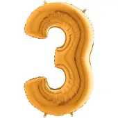 Ballongkungen AB Folie ballon cijfer '3' goud (100cm)