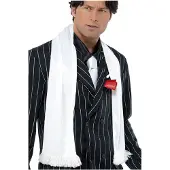 Smiffys Carnaval verkleedkleding Gangster sjaal met kwastjes - wit - volwassenenen/heren