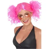 Vegaoo Fluo roze pruik voor dames - Verkleedpruik - One size