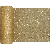 SANTEX Tafelloper op rol - goud glitter - 18 x 500 cm - polyester - Feesttafelkleden