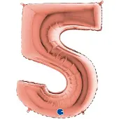 Ballongkungen AB Folieballon cijfer '5' rosé goud (100cm)