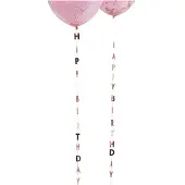 Ginger Ray Ballon Lint - Staart - Happy Birthday Rosé Goud - 5 stuks -