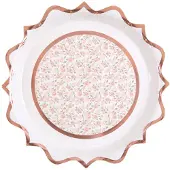 SANTEX - 10 kartonnen borden roze goud bloemen 22,5 cm chic en romantisch