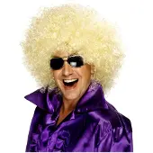 Smiffys Mooie blonde afro pruik Mega-Huge Tim