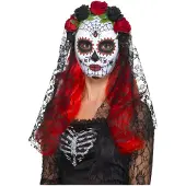 Smiffys Day of the Dead Senorita Masker (wit en multicolor)