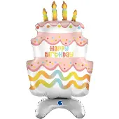 Ballongkungen AB Folieballon Standup Happy Birthday Cake 97 cm