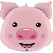 Ballongkungen AB Folie ballon vark Varkenskop, big, folieballon ± 76cm / / pig , cochon