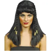 Smiffys Cleopatra pruik dames luxe (zwart en goud)