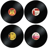 Mikamax Vinyl Placemats Set van 4 - Retro LP Design - Ø 37 cm - Kleurrijk