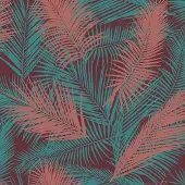 Dutch Wallcoverings Eden palm bruin/metallic petrol - J98210