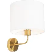 QAZQA Klassieke wandlamp goud stoffen kap wit - Cas