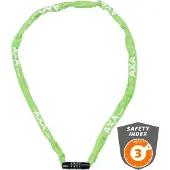 Axa Rigid RCC 120 Kettingslot – Codeslot – 120 cm – 3,5 mm Stalen Schakels – Polyester Beschermhoes – Beveiligingsniveau 3 – Groen