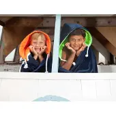 S & LT Hoody strandlaken navy/oranje - 100x200 cm. - met capuchon - 100% katoen