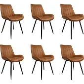 Bronx71 Industriële eetkamerstoel Brooke cognac - Eetkamerstoelen set van 6 - stoel