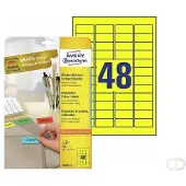 Avery Zweckform AVERY Gekleurde etiketten, afneembaar L6041-20 A4 Geel 4,57 x 2,12 cm 20 Vellen à 48 Etiketten