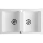 Sapho spoelbak dubbel 78x47,5cm met kraangat wit graniet