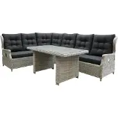 AVH-Collectie Ibiza hoek dining loungeset 5-delig verstelbaar wit grijs