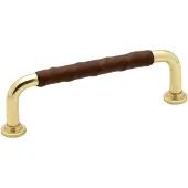 Beslag Design 1353-96 Leather Handle /Polished Brass - Knoppen en deurgrepen Leer Brown - 330722-11