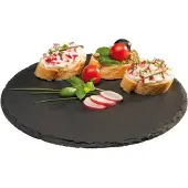 Multi Natuursteen serveerplateau - ø28cm - Set van 2 stuks