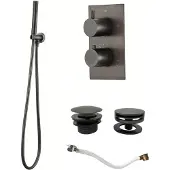 Saniclear Iron thermostatische inbouw badkraan met afvoer / overloopcombinatie verouderd ijzer - gunmetal