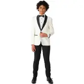 Opposuits kostuum Pearly White wit/zwart Jongens Polyester Reverskraag - maat 170/176