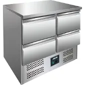 Saro Gekoelde Werkbank RVS met 4 lades | 90 x 70 x 85/88,5