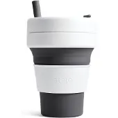 Stojo Biggie Cup 470ml uitgebreide verpakking opvouwbare koffiebeker (Kleur: grijs/wit)