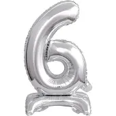 Amscan Cijferballon 6 Folie 38 Cm Zilver