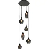 Highlight Hanglamp Cambio Zwart 6 Lichts Smoke Glas