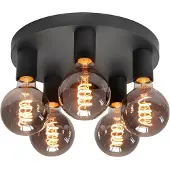 Highlight 5 Lichts Plafondlamp Basic Zwart Ø 30cm